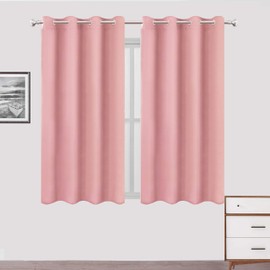 LEMOMO Blackout Curtains 52 x 63 inch/Pink Curtains Set of 2 Panels/Thermal Insulated Room Darkening Bedroom Curtains