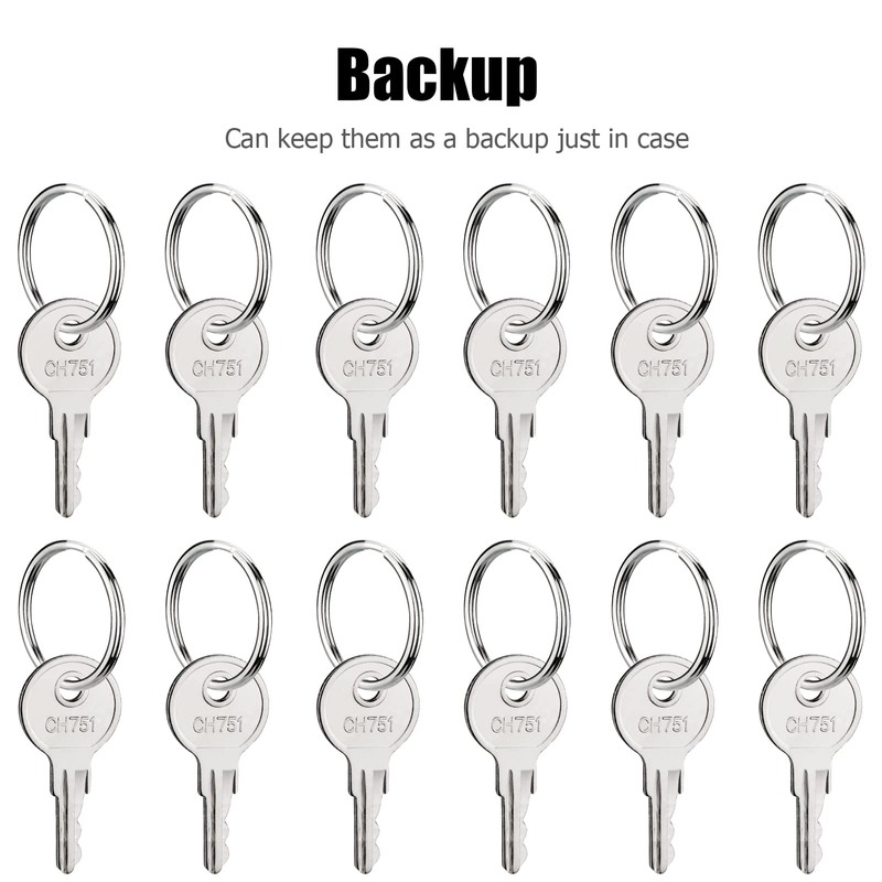 CH751 RV Keys for RV Campers Cabinets Push Locks, 12-Pack