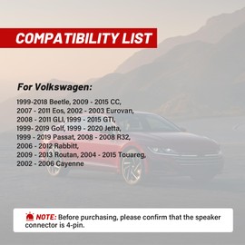RED WOLF Door Speaker Wiring Harness Adapter Select for VW Volkswagen 1999-2019 Golf/Beetle/Passat, 1999-2016 Jetta Aftermarket Car Door Speaker Wire Cable Plug 4 PCS