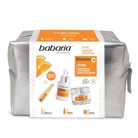 Babaria Kit Ritual Vitamina C, Set de 3 Productos, Crema Facial Srum  Ampolla GRATIS Cosmetiquera Plata, Tratamiento Antioxidante con Luminosidad,... 