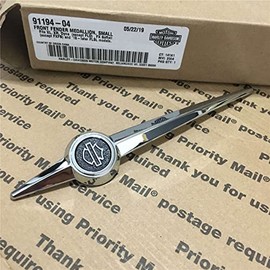Front Fender Mudguard Trim Spear Medallion Compatible for Harley-Davidson Touring Trike Models 1984-2019 Heritage Softail 1986-2017 FLD 2012-2016 Bar Shield Small 91194-04 Chrome