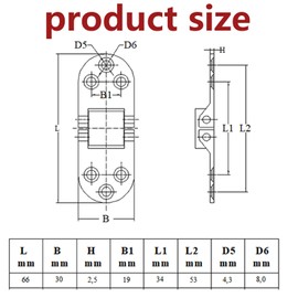 Semetall 4PCS Stainless Steel Boat Hinges,Butler Tray Hinge,Marine Grade Hatch Hinge,Flush Mount Hinge 2.6" × 1.18",Silver