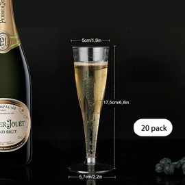 Yitobici Champagne Glasses, Transparent Champagne Glasses, Reusable, Champagne Flutes, Champagne Glasses, for Weddings, Birthdays and Parties (17.5 cm)