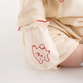 pompkins BABY Y-1107 100% Organic Cotton [Rabbit & Bear Series] Mittens, Made in Japan, Rabbit (natural)