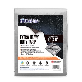 6x8 Ultra Heavy Duty Tarp, Extra Thick 15 Mil, UV Resistant, Grommets Every 18 Inches - Waterproof Plastic Poly Tarpaulin - (Reversible, Silver and Black) (6' x 8')