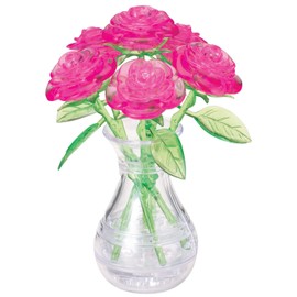 BePuzzled | Roses in Vase Original 3D Crystal Puzzle, Ages 12 and Up, Pink