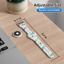 Foweroty AirTag Bracelet for Kids, Waterproof Cute Print Air tag Holder for Kids with Soft Silicone Full Coverage Anti-Lost Hidden Airtag Wristband Accessories for Child, Leaves