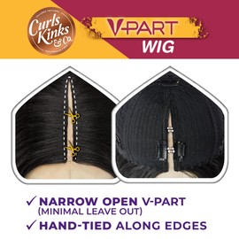 Sensationnel Curls Kinksandco Vpart Wig - Unit 5 Narrow Part Glueless Natural Kinkytexture Edged Hairline for Natural 3C to 4C Hair Textures (TH1B/30)