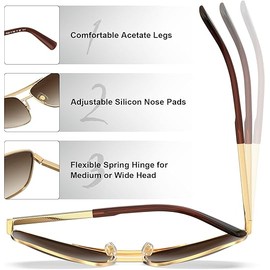 CARFIA Sunglasses Mens Polarised Pilot UV400 Protection Anti Glare Sun Glasses Metal Retro