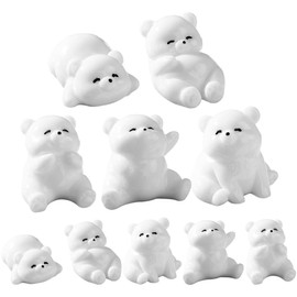 POPETPOP 10pcs Garden Miniature Bear Figurine Garden Tiny Bear Statues Desktop Decor Bear Figurine for Decor Micro Landscape Bear Garden Tiny Statues Mini Resin Decors Bear Decoration, White