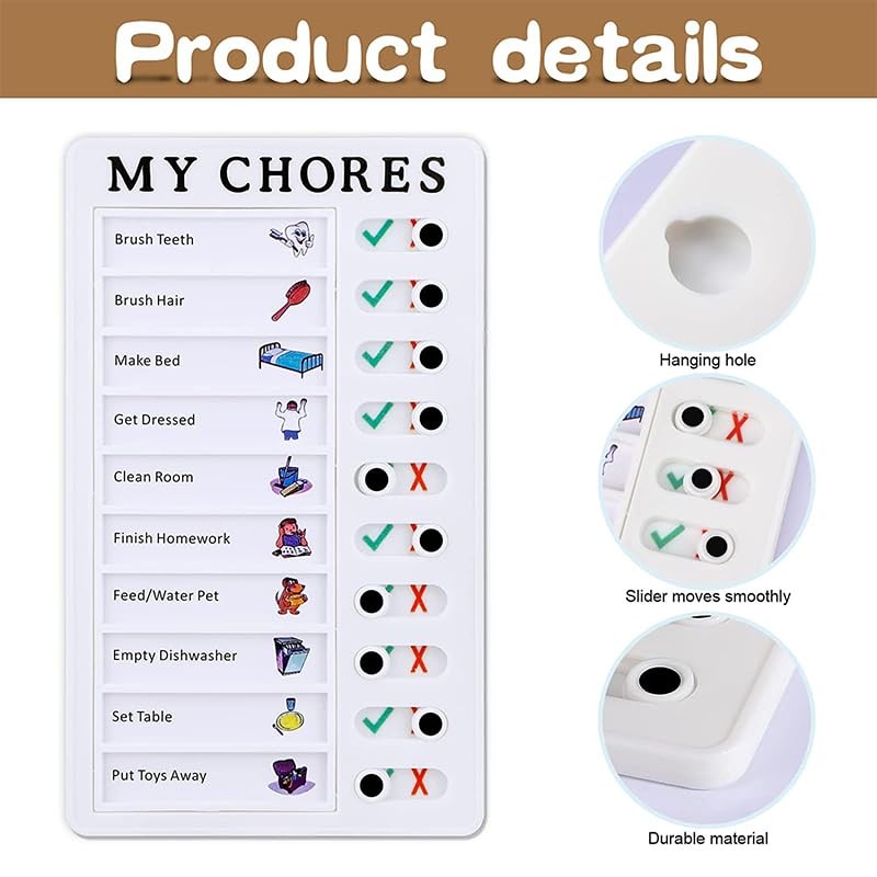 AIMALL Reusable Plastic Chore Chart Board, 7.87 x 4.72 Inches,