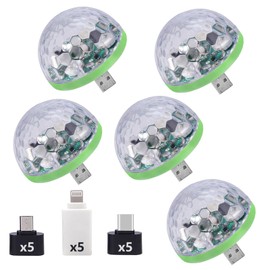USB Party Lights Mini Disco Ball,Led Small Magic Ball Sound Control DJ Stage Light Colorful Strobe RGB Lamp for Christmas/Brithday/Wedding/Club/Karaoke Decorations,Suitable for Mobile Phones (5 pcs)