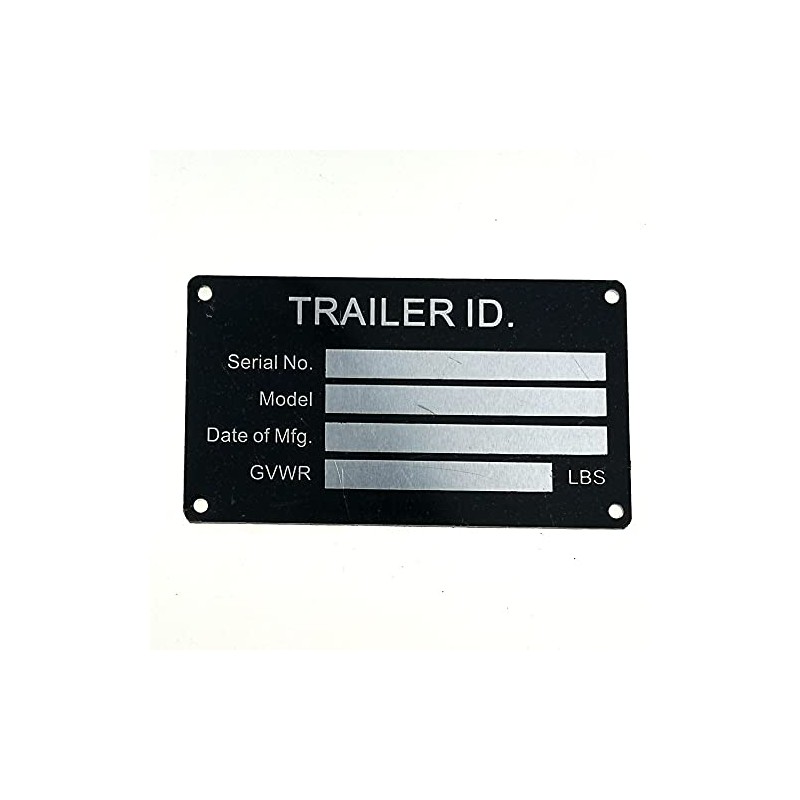 Blank Trailer VIN ID Plate Data TAG Serial Model Number