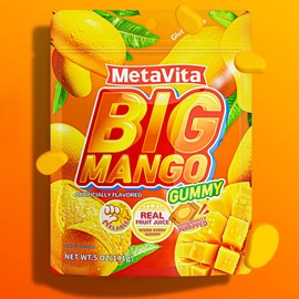Metavita 🥭 Metavita Big Mango Gummy Candy | Resealable Gummy Mango Peeling Candy 5oz 🥭