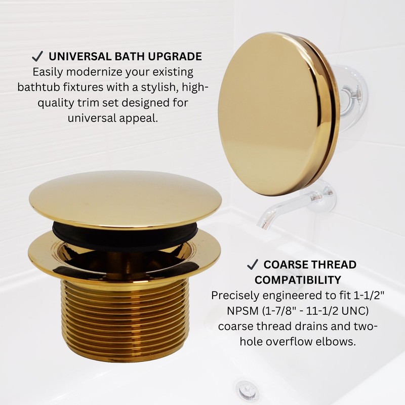 Westbrass Mushroom Tip-Toe Tub Trim Set with Floating Faceplate, Polished