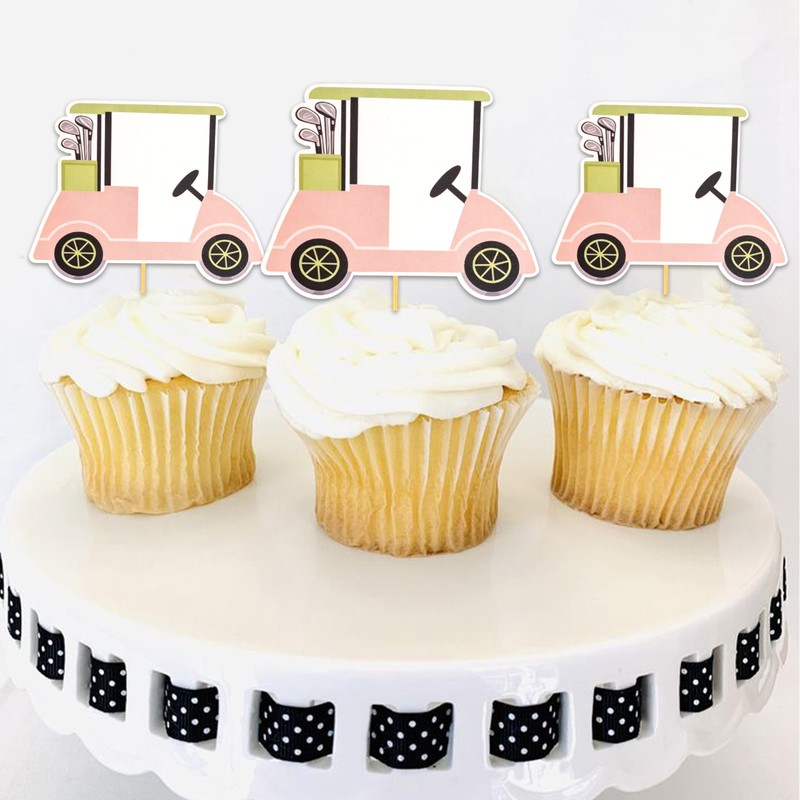 Gostman 8PCS Golf Cart Cupcake Toppers
