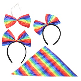 Healeved 1 Set Rainbow Headband and Bow Ties Set Decorative Costume Accessories for Pride Month and Parties Soft with Design Comfortable Wear for Festivals and Celebrations