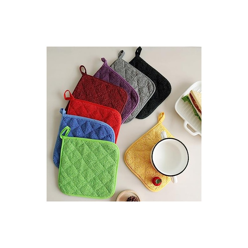 Piece, 6 Colours, Cotton, Pot Holder Set, Machine Washable, Pot