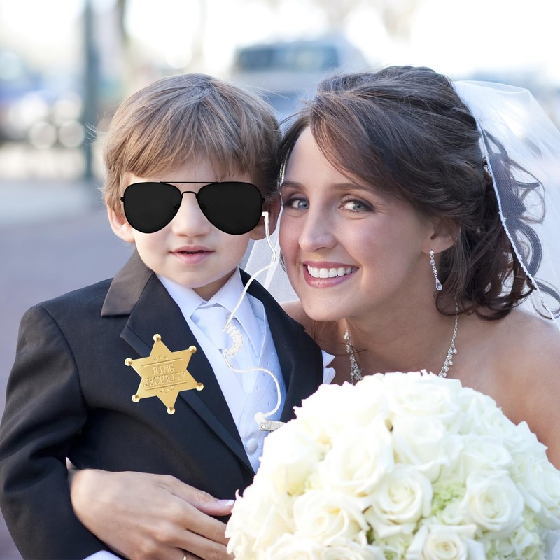 OJYUDD Ring Wedding Security Set,Spy Earpiece Ring Bearer Security,Sun Glasses