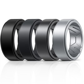 Egnaro Men's Silicone Rings 10mm Wide 2.5mm Thick, Rubber Wedding Bands, Multipack 1/4/7 Breathable Comfort Fit For Workout