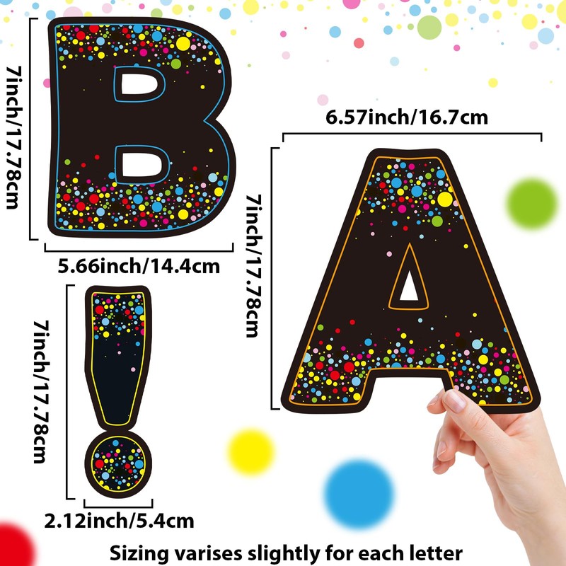 150 PCS Large 7" Bulletin Board Letters Set,Black Confetti Classroom