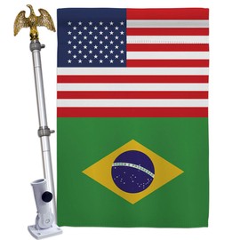 World Cup Brazil USA Friendship Flag Home Decor Banner Room Wall Art Patio Porch Lawn Garden Flag Stand Pole Outdoor Tapestry Yard Signs FIFA Gifts Team Qatar Trophy Soccer Game Football Made in USA