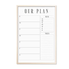 Weekly Calendar, Weekly Dry Erase Planner, Custom Framed Calendar for Command Center, Housewarming, 18x24 or 24x36 (24" W x 18" H, White-Washed Frame)