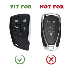 TANDRIVE Key Fob Cover for 2025 2024 Chevy Equinox Traverse Blazer EV GMC Acadia Terrain and 2025-2021 Buick Envision, 5 Button, Silicone, 2-Pack, Black and Blue