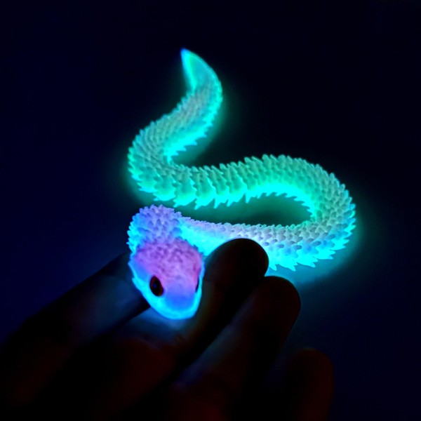 NightJB 3D Printed Snake Model with Eyes, Flexible Animal Statue,