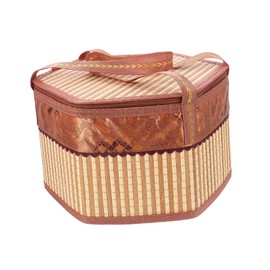 BIUDECO Handheld Bamboo Woven Fruit Wrapping Basket for Crabs Elegant Picnic Food Holder Cover Multi-purpose Storage for Weddings and Special Occasions