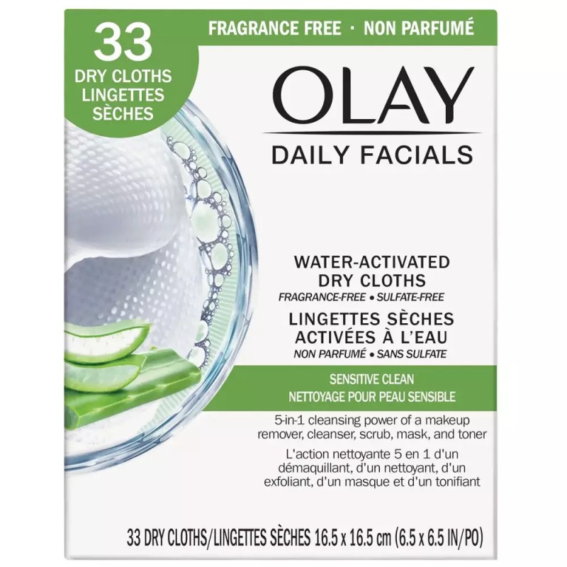 Olay 4-in-1 민감한 데일리 페이셜 천 33 CT (포장은 다를