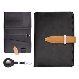 Passport Holder Cover Anti-Lost Leather RFID Blocking Passport Wallet Travel Accessories Passport Protector Case with Credit Card Holders for Men and Women (Black)