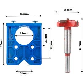 Cymax 35mm Hinge Jig Drill Bits Sets Door Hinge Hole Saw Cutter Concealed Hinge Jig with Forstner Bits Positioner for Cabinet Hinge and Mounting Plate