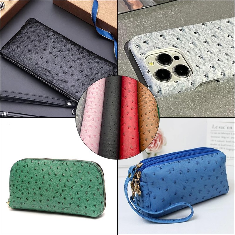 12x54 Inch Purple Ostrich Faux Leather for Upholstery Decoration,Embossed Textured