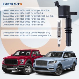 KUIPERAUTO Set of 8 Ignition Coils Pack and Spark Plug Compatible for Ford Expedition F150 F250 F350 Super Duty DG511 3L3E12029BA 3L3E12A366CA