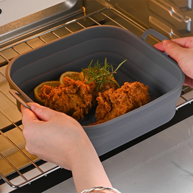 2PCS Fryer Silicone Liners 8in Square Odourless Thickened Foldable Fryer
