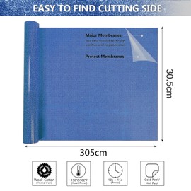 Bocguy Plotter Film Textile Glitter Blue, 30.5 cm x 305 cm Heat Transfer Vinyl Flex Film Glitter Rolls, Plotter Film Glitter for Iron Hot Press, T-Shirts & More Fabrics (Glitter Dark Blue)