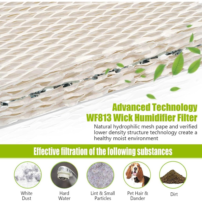WXFANA 4 Pack WF813 Humidifier Filters Wick Replacement Compatible with