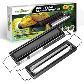 REPTI ZOO UVB Reptile Light, New Version T5 HO UVB Lighting Combo Kit, Reptile Terrarium Hood with 5.0 UVB Tube Bulb, Reptile Light Fixture 8W-12Inch