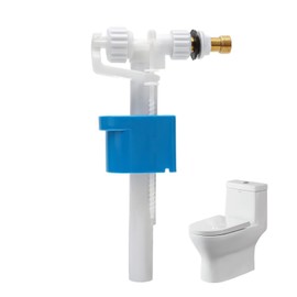 Universal Cistern Filling Valve, Toilet Filling Valve Replacement Parts with G3/8 Inch and G1/2 Inch Brass Connection, Adjustable Water Inlet Valve for Toilet Cistern Made of Plastic and Ceramic