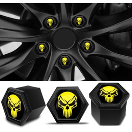 SkinoEu Wheel Bolts Wheel Nuts Rim Lock Nuts Caps Wheel Nut Covers Wheel Bolt Caps Wheel Nut Caps Plastic Covers Universal 17 mm Skull Black Yellow NB 15