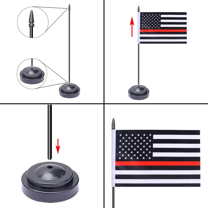2 Pack USA Thin Red Line Flag Firefighter Deluxe Desk
