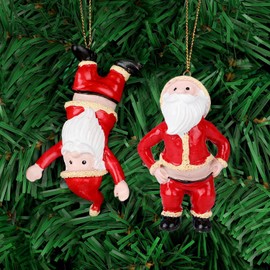DERAYEE 2 Pieces Santa Claus Resin Christmas Tree Decoration Bare Butt Creative Eccentric Santa Claus Hanging Sign for Christmas Tree