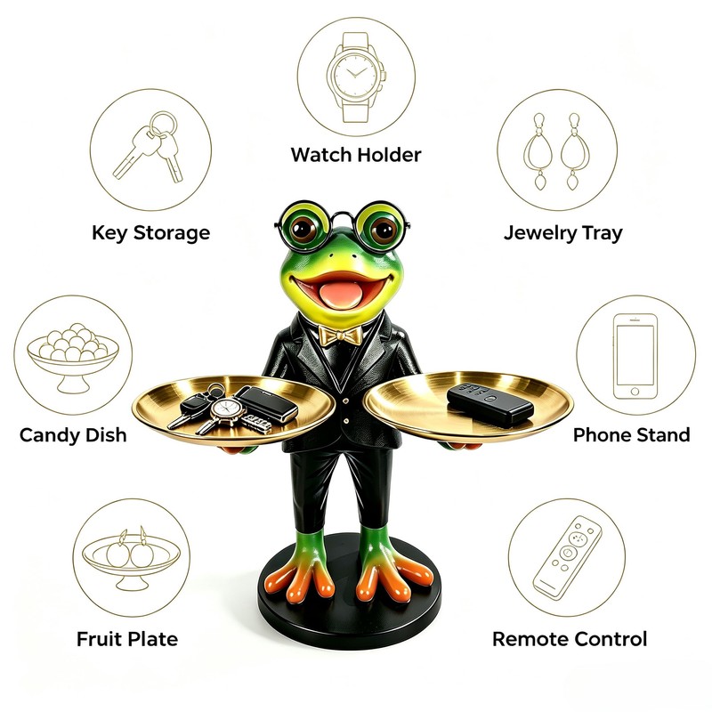 Frog Key Tray for Entryway Table, Candy Dish, Jewelry Tray,