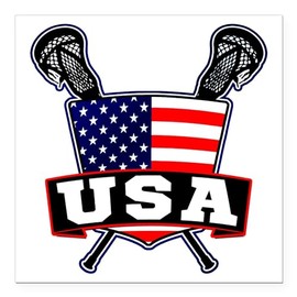 CafePress Team USA Lacrosse Logo Square Car Magnet 3 X 3 Square Car Magnet, Magnetic Bumper Display
