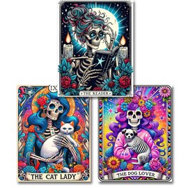 3 Pack Skull Stamped Cross Stitch Kits for Adults - Skeleton Embroidery Kits for Beginners Adults,11 CT Patterns Dimensions Counted Cross Stitch Kits for Adults Arts Craft 12x16 inch