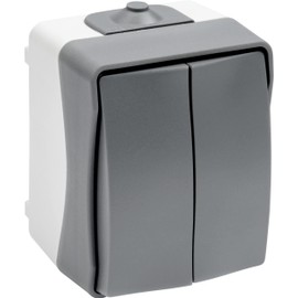 Meister Cave 7407070 Series Switch 1-Way Surface-Mounted IP44 Splash Protection for Wet Room and Outdoor Use up to Cable Cross Section 2.5 mm² Grey / Wet Room Light Switch