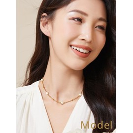 FindChic Women's Pearl Necklace, 0.24 / 0.3 / 0.4 inch (6 mm), 0.3 inch (8 mm), 0.4 inch (10 mm), Artificial Pearl, Chain, 15.7 inches (40 cm), Simple Accessory, Ceremonial Occasions, Wedding, Party