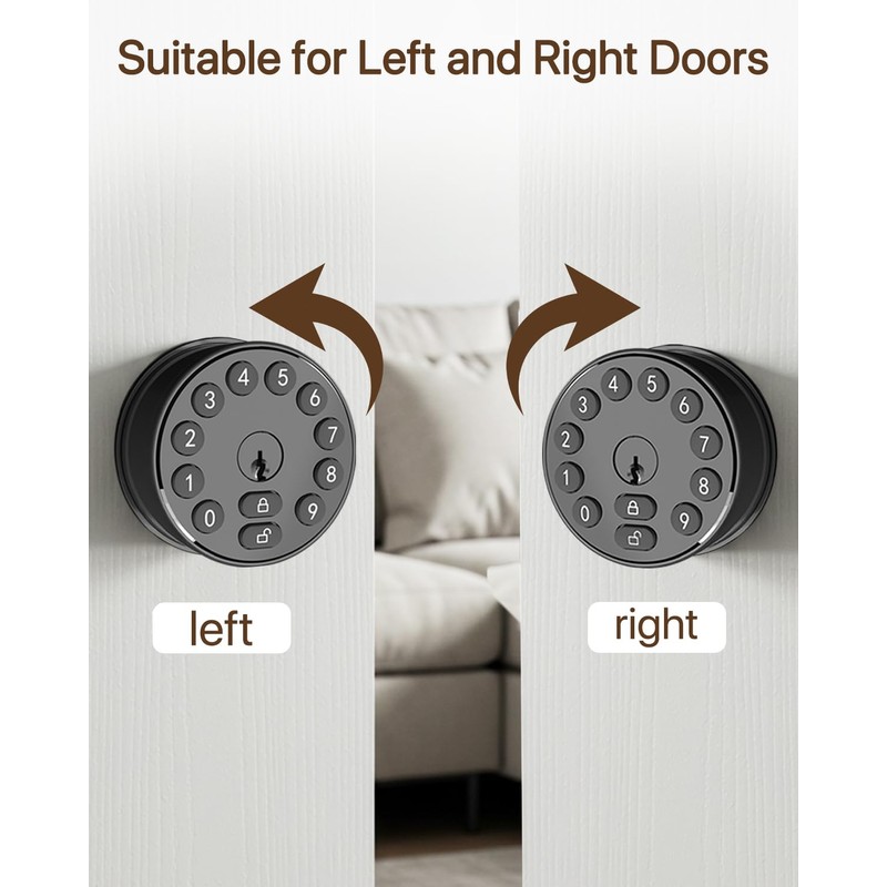 Electronic Deadbolt Door Lock, Keyless Entry Door Knob with Keypad,