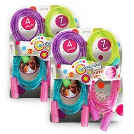 Goofy Foot - Juego de cuerda de saltar con purpurina para niños, 8 piezas de cuerda de saltar de 7 pies para niñas y niños, cuerdas de saltar en varios colores brillantes